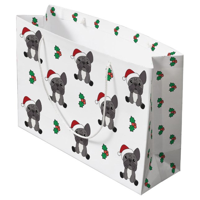 Fransk Bulldog Jul Snö Winter Animals (Baksidan Vinklad)