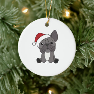 Fransk Bulldog Jul Snö Winter Animals Julgransprydnad Keramik