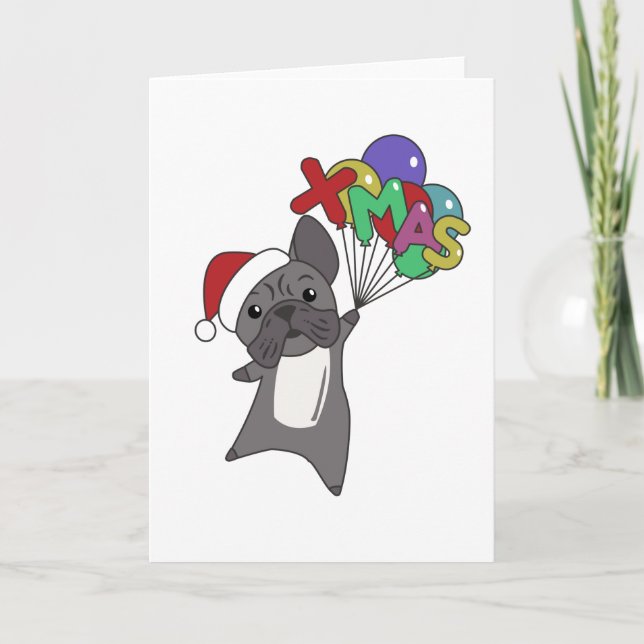 Fransk Bulldog Jul Snö Winter Animals Kort (Framsida)