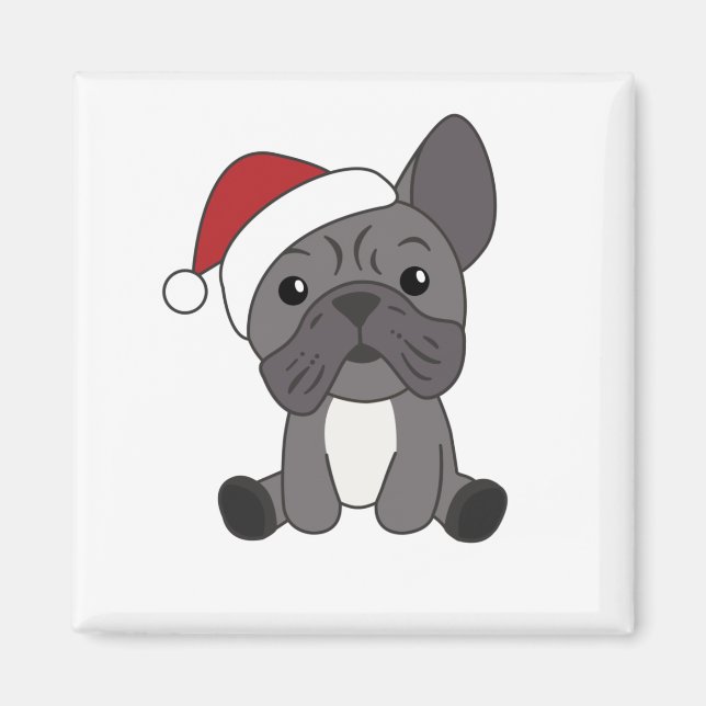 Fransk Bulldog Jul Snö Winter Animals Magnet (Framsidan)