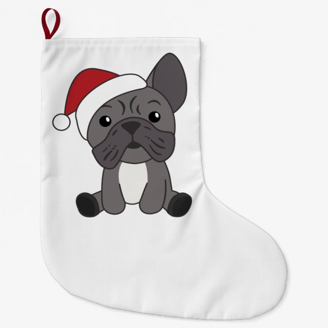Fransk Bulldog Jul Snö Winter Animals Stor Julstrumpa (Framsidan)