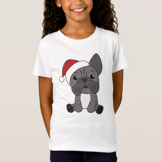 Fransk Bulldog Jul Snö Winter Animals T Shirt (Framsida)
