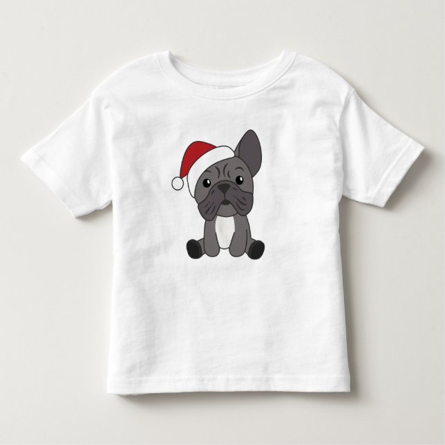 Fransk Bulldog Jul Snö Winter Animals T Shirt (Framsida)