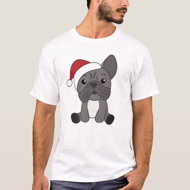 Fransk Bulldog Jul Snö Winter Animals T Shirt (Framsida)