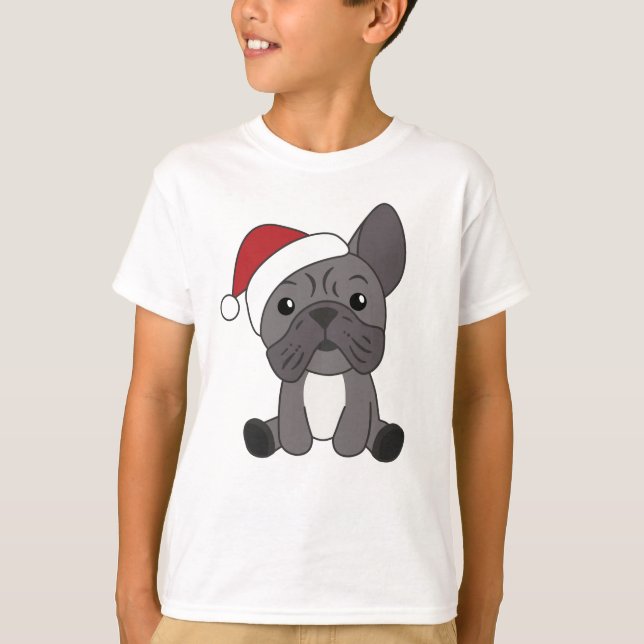 Fransk Bulldog Jul Snö Winter Animals T Shirt (Framsida)