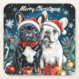 Fransk Bulldog jul Underlägg Papper Kvadrat