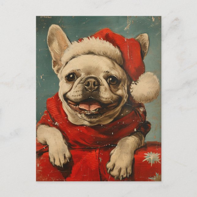 Fransk Bulldog-jul Vykort (Framsida)