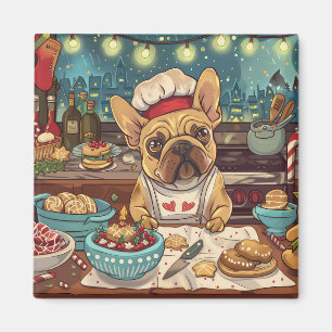Fransk Bulldog Julbakning: Festlig jul Magnet