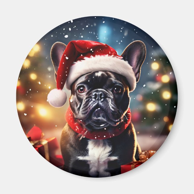 Fransk Bulldog-julen Magnet (Framsidan)