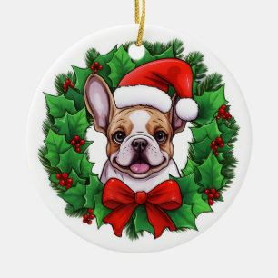 Fransk Bulldog-julfransen Julgransprydnad Keramik