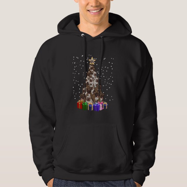 Fransk Bulldog Julgran Funny Julafton Matching Hoodie (Framsida)