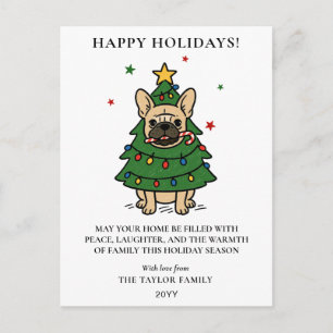 Fransk Bulldog Julgran Hund Frenchie Helg Vykort
