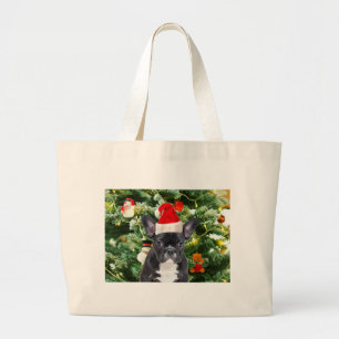 Fransk Bulldog Julgran Ornaments Snögubbe Jumbo Tygkasse