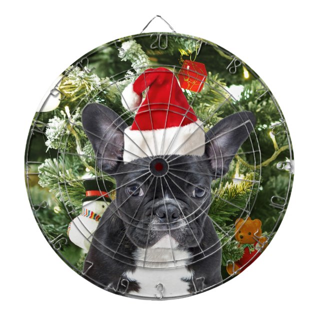Fransk Bulldog Julgran Ornaments Snögubbe Piltavla (Framsidan)