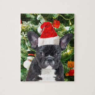 Fransk Bulldog Julgran Ornaments Snögubbe Pussel