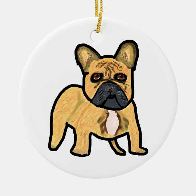 Fransk Bulldog Julgransprydnad Keramik (Framsidan)