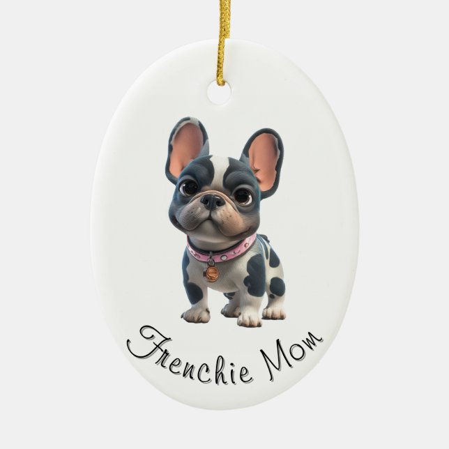 Fransk Bulldog Julgransprydnad Keramik (Framsidan)
