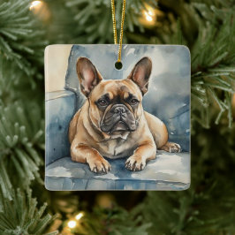 Fransk Bulldog Julgransprydnad Keramik