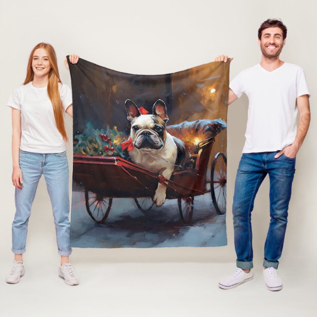 Fransk Bulldog Julhögtidssäsong Fleecefilt (På plats)