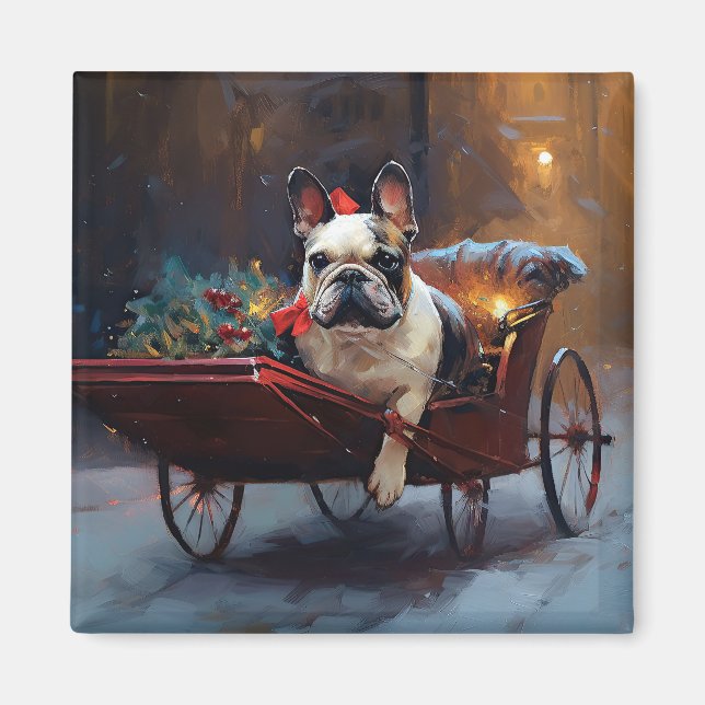 Fransk Bulldog Julhögtidssäsong Magnet (Framsidan)