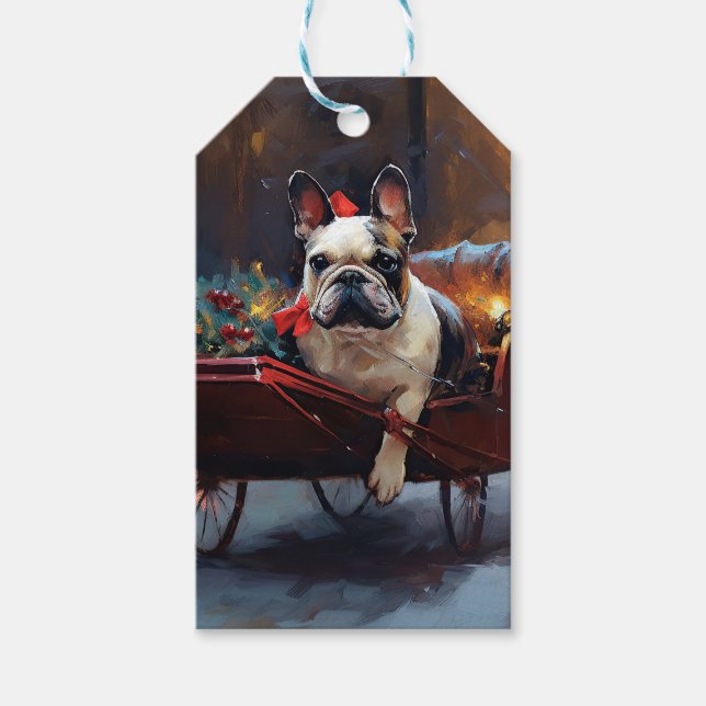 Fransk Bulldog Julhögtidssäsong Presentetikett (Framsidan)