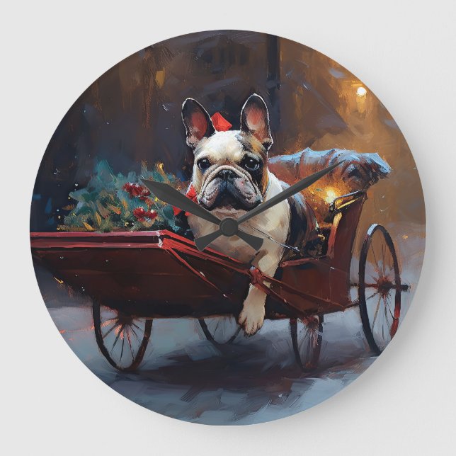 Fransk Bulldog Julhögtidssäsong Stor Klocka (Framsida)