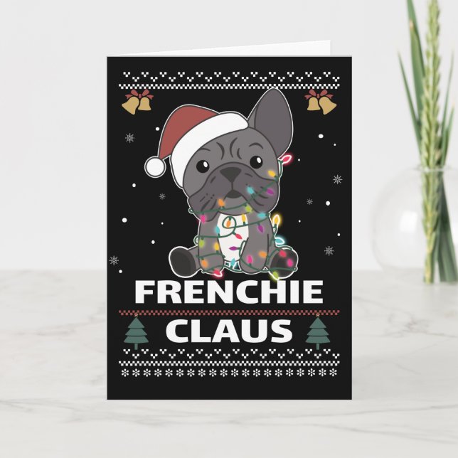 Fransk Bulldog-julklapp FRENCHIE CLAUS-kort Kort (Framsida)