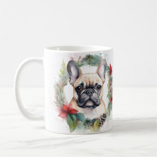Fransk Bulldog Julkrans Festiv Valp Kaffemugg