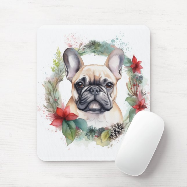 Fransk Bulldog Julkrans Festlig Valp Musmatta (Med mus)
