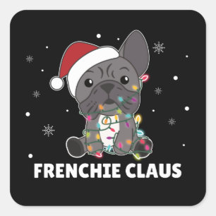 Fransk Bulldog Julpun FRENCHIE CLAUS Square Fyrkantigt Klistermärke