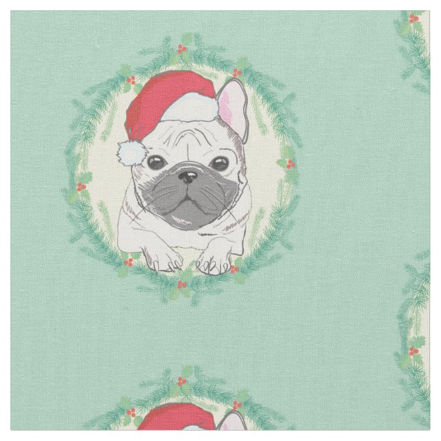 Fransk Bulldog-julsaga Tyg (Närbild)