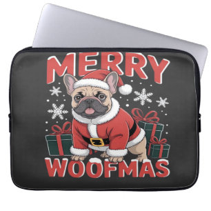 Fransk Bulldog Jultomte Hatt God Jul Hund Laptop Fodral