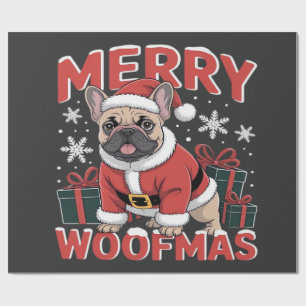 Fransk Bulldog Jultomte Hatt God Jul Hund Presentpapper
