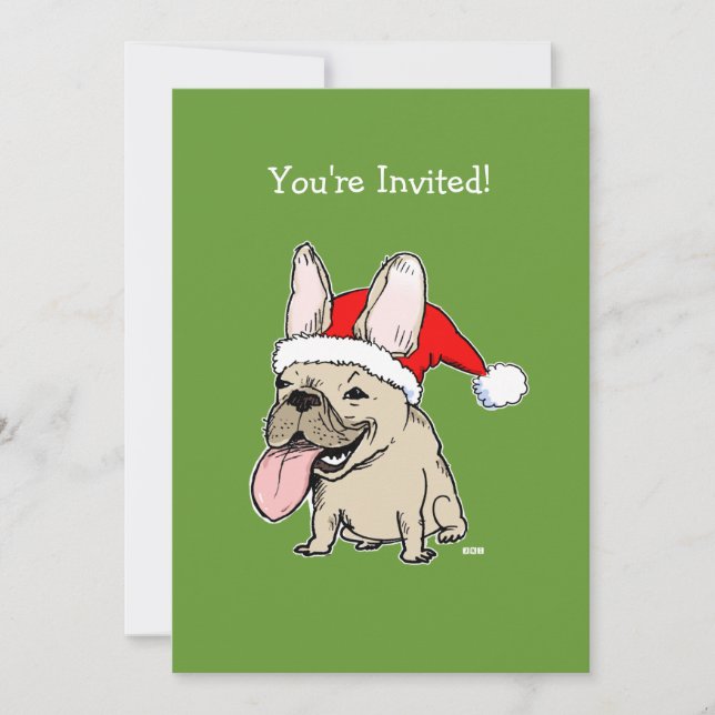 Fransk Bulldog jultomte Hund Julfest Inbjudningar (Framsida)