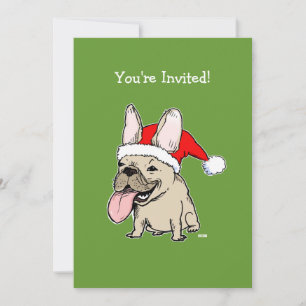 Fransk Bulldog jultomte Hund Julfest Inbjudningar