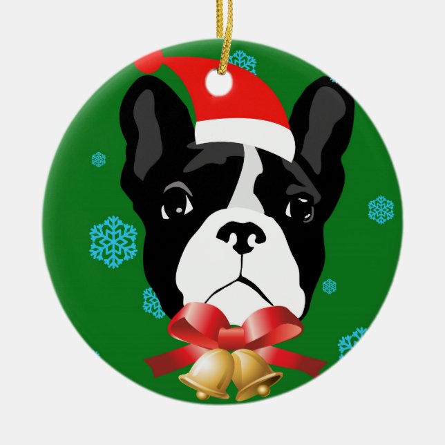 Fransk Bulldog jultomte Ornament (Framsidan)