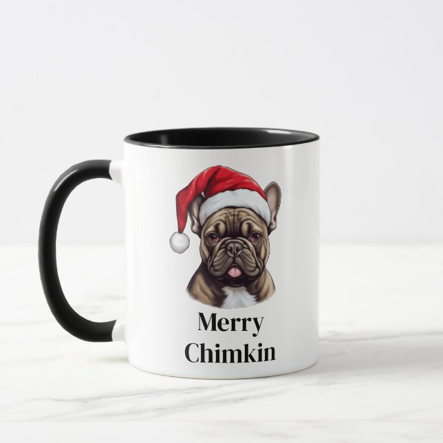 Fransk Bulldog Jultomtehatt Julen Mugg (Vänster)