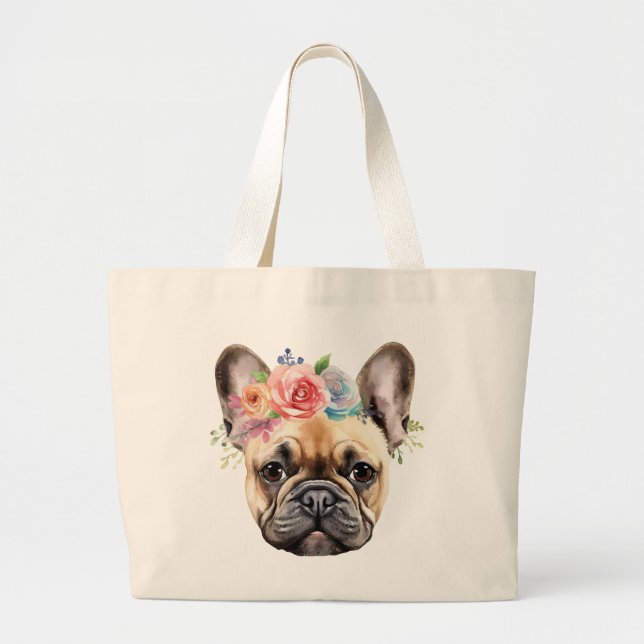 Fransk Bulldog Jumbo Tote Tygkasse (Framsidan)