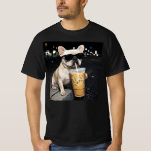 Fransk Bulldog Kaffeälskare Humor T Shirt