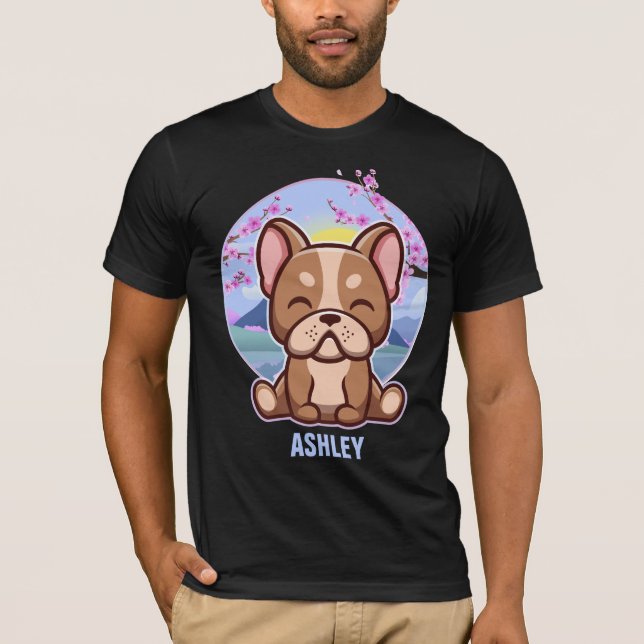 Fransk Bulldog Kawaii Cute Gift Hund Pet T Shirt (Framsida)