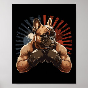 Fransk Bulldog Kickboxing Martial Art Boxing Hund  Poster