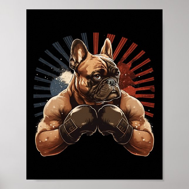 Fransk Bulldog Kickboxing Martial Art Boxing Hund  Poster (Framsidan)
