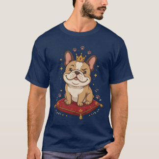 Fransk Bulldog King Cute Frenchie Hundälskare Pres T Shirt