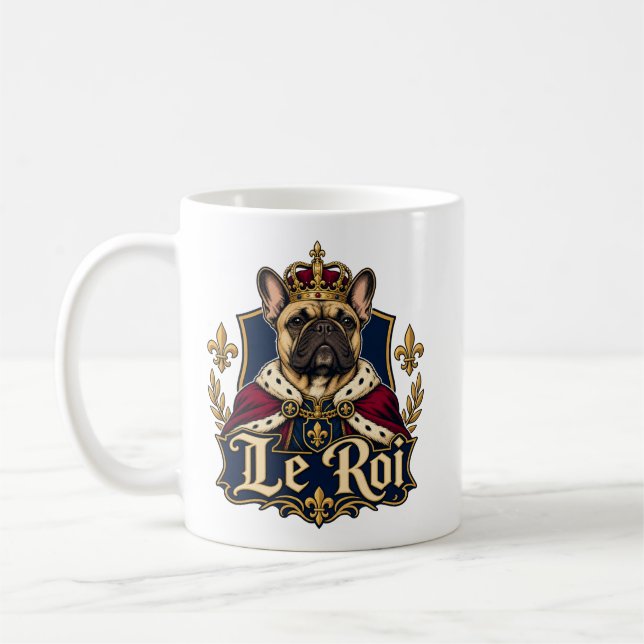 Fransk Bulldog King Royal Hund Design Kaffemugg (Vänster)