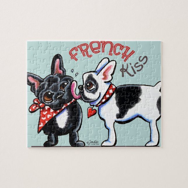 Fransk Bulldog Kiss Pussel (Horisontell)