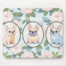 Fransk Bulldog klassisk blomma bakgrund