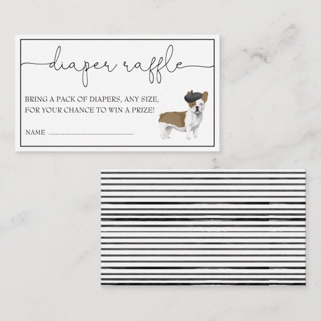 Fransk Bulldog Könsneutral Diaper Raffle Enclos Tilläggskort (Fram/baksida)