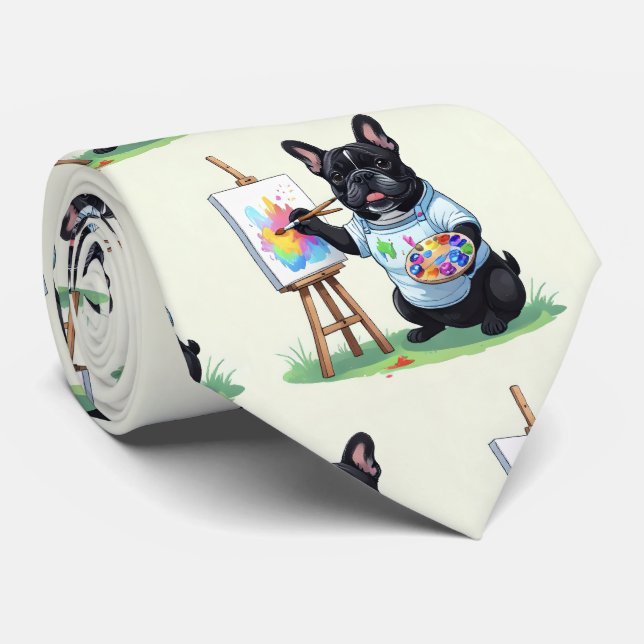 Fransk Bulldog Konstnär French Bulldog Slips (Rullad)