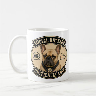 Fransk Bulldog Kop Låg Social Batteri Kaffemugg