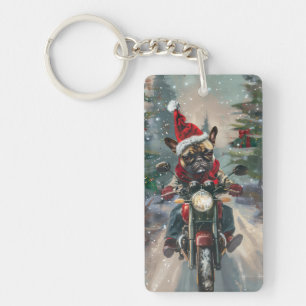 Fransk Bulldog Kör Motorcykel Jul